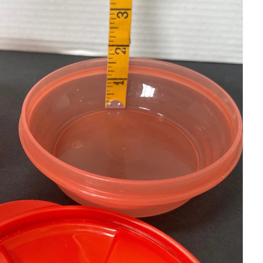 Tupperware FlatOut Collapsible Storage Containers Set of 2 Coral Orange Round
